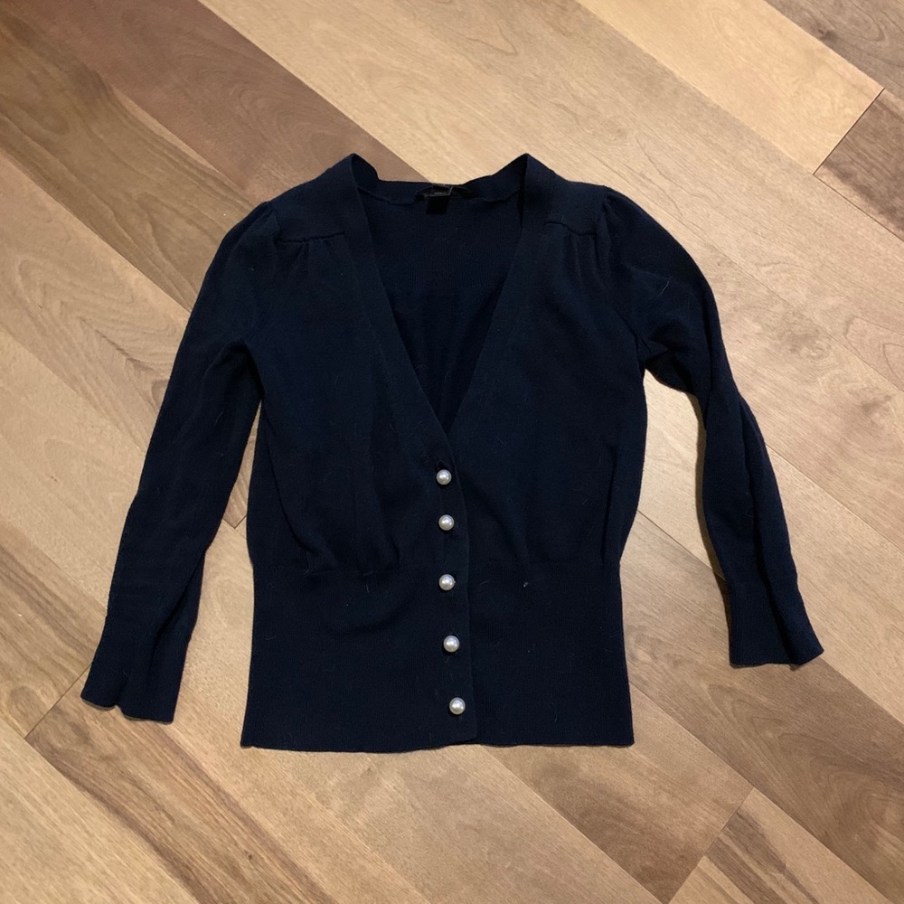 J. Crew navy cardigan sweater with pearl buttons